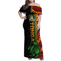 Personalised Tonga Emancipation Day Family Matching Off Shoulder Maxi Dress and Hawaiian Shirt Puleanga Fakatui O Since 1970 LT9 Mom's Dress Red - Polynesian Pride