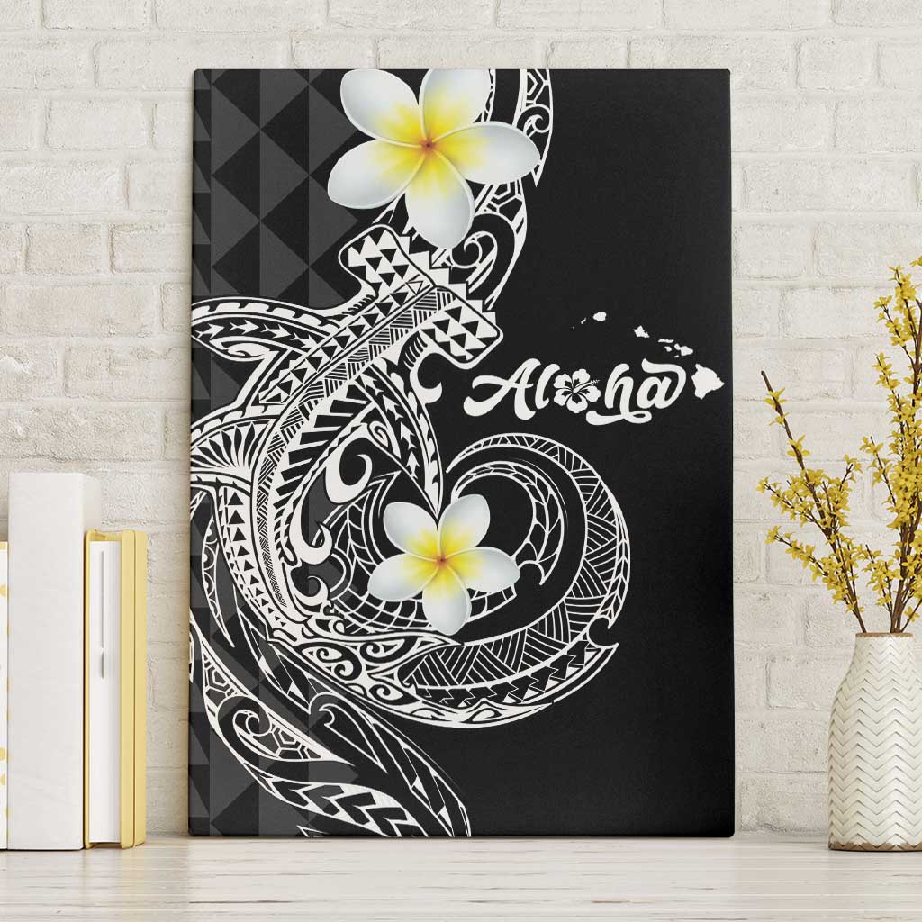 Aloha Hammerhead Shark Canvas Wall Art Black Hawaiian Kakau Tribal Tattoo