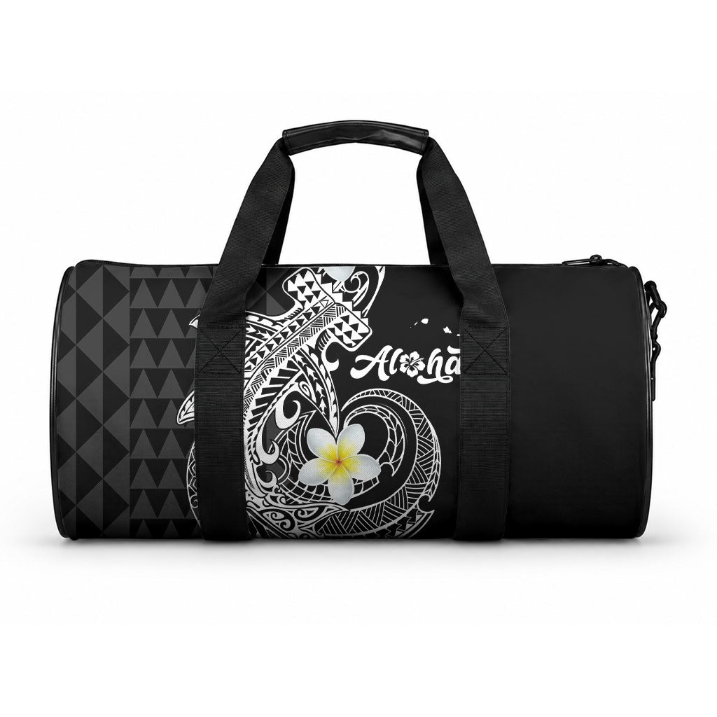 Aloha Hammerhead Shark Duffle Bag Black Hawaiian Kakau Tribal Tattoo LT9 One size Black - Polynesian Pride
