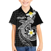 Aloha Hammerhead Shark Family Matching Long Sleeve Bodycon Dress and Hawaiian Shirt Black Hawaiian Kakau Tribal Tattoo LT9 Son's Shirt Black - Polynesian Pride