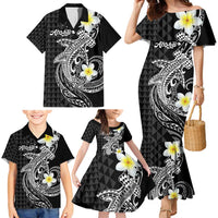 Aloha Hammerhead Shark Family Matching Mermaid Dress and Hawaiian Shirt Black Hawaiian Kakau Tribal Tattoo LT9 - Polynesian Pride