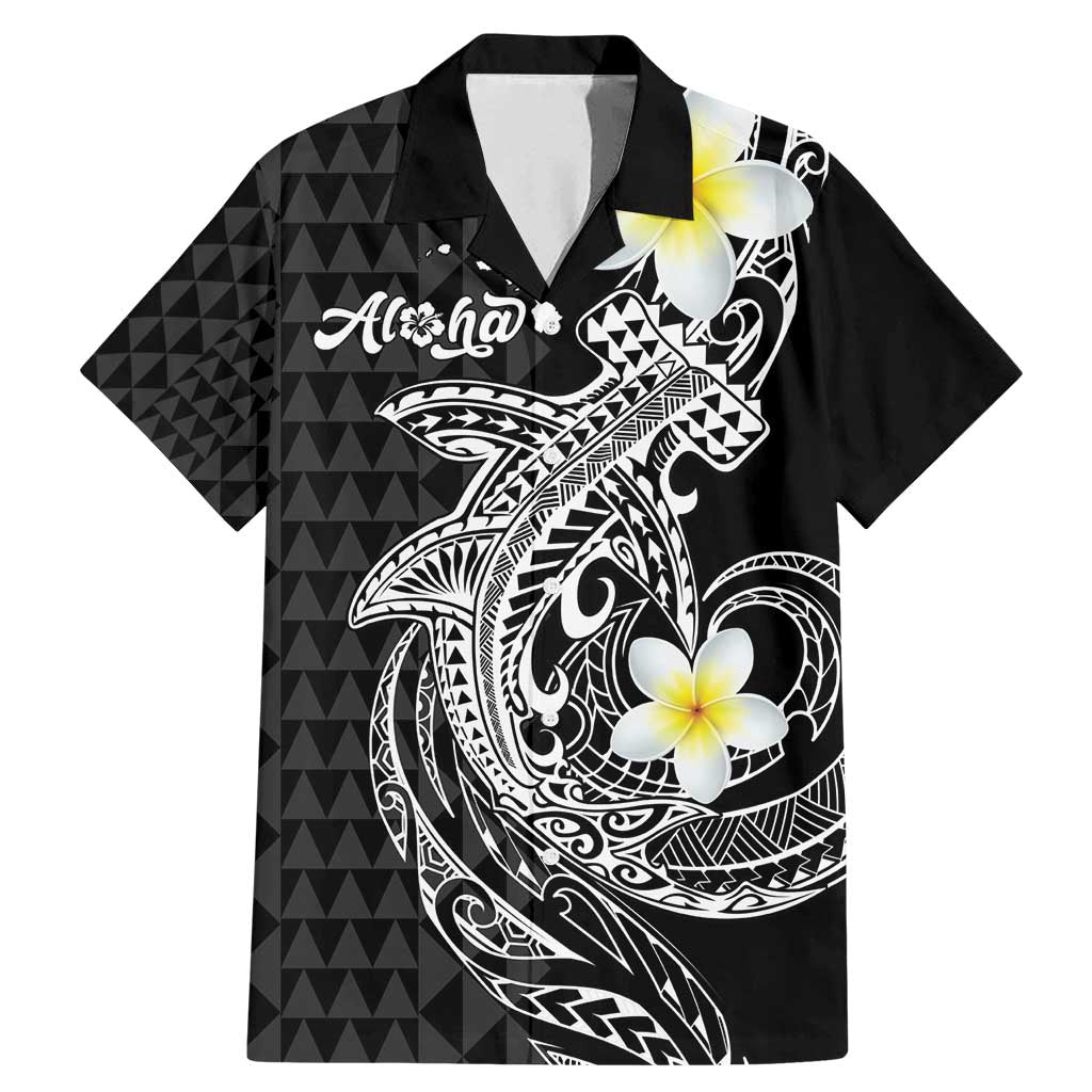 Aloha Hammerhead Shark Family Matching Mermaid Dress and Hawaiian Shirt Black Hawaiian Kakau Tribal Tattoo LT9 Dad's Shirt - Short Sleeve Black - Polynesian Pride