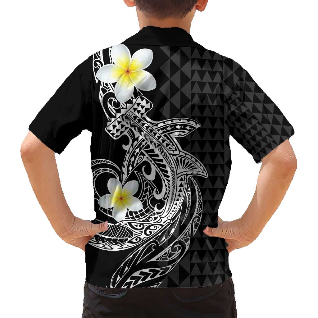 Aloha Hammerhead Shark Family Matching Off Shoulder Maxi Dress and Hawaiian Shirt Black Hawaiian Kakau Tribal Tattoo LT9 - Polynesian Pride