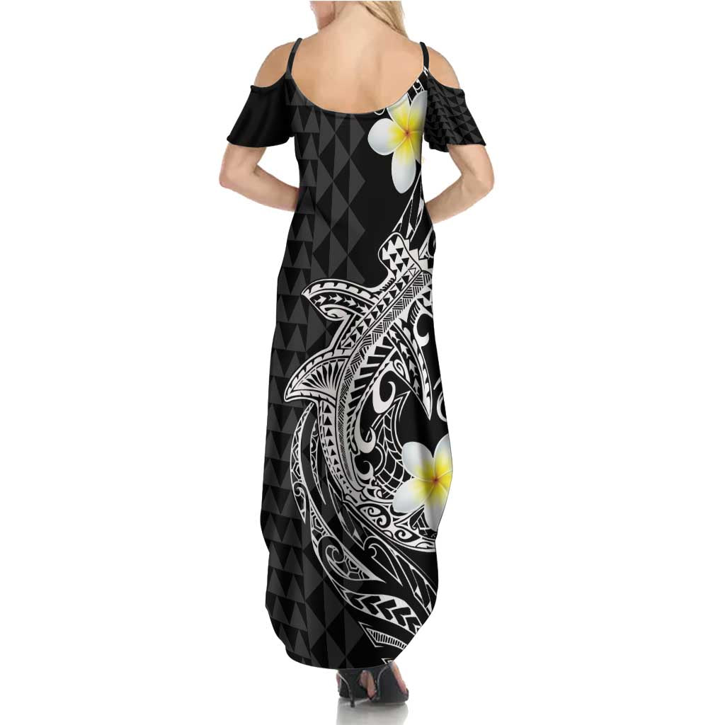 Aloha Hammerhead Shark Family Matching Summer Maxi Dress and Hawaiian Shirt Black Hawaiian Kakau Tribal Tattoo LT9 - Polynesian Pride
