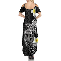 Aloha Hammerhead Shark Family Matching Summer Maxi Dress and Hawaiian Shirt Black Hawaiian Kakau Tribal Tattoo LT9 - Polynesian Pride