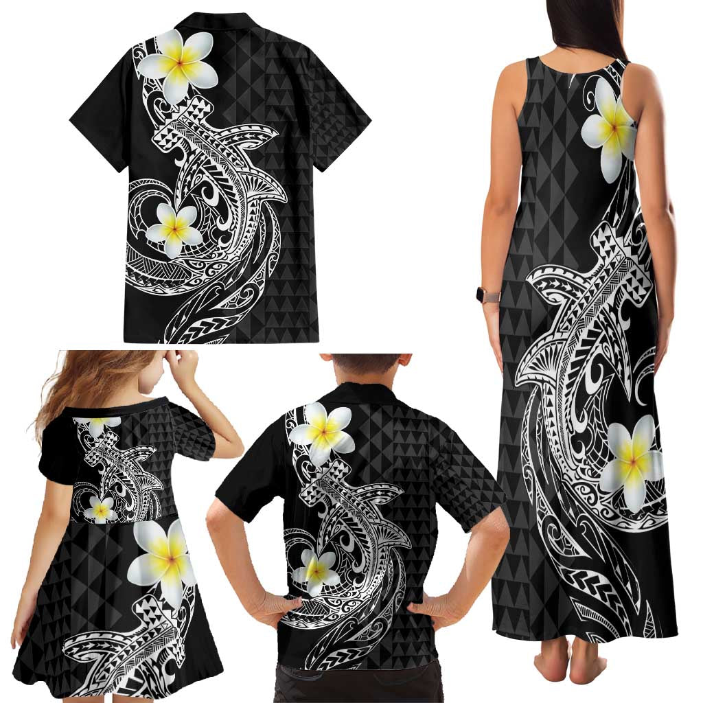 Aloha Hammerhead Shark Family Matching Tank Maxi Dress and Hawaiian Shirt Black Hawaiian Kakau Tribal Tattoo LT9 - Polynesian Pride