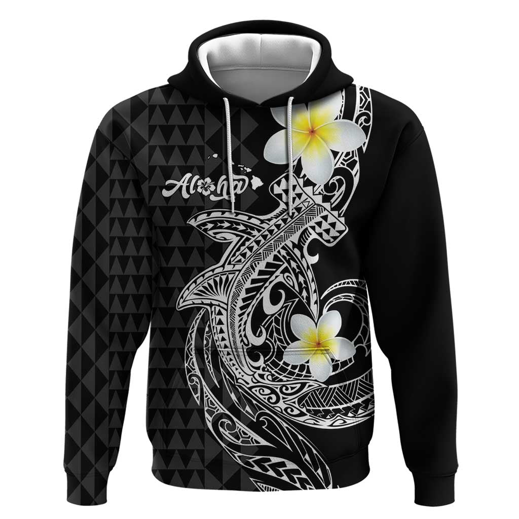 Aloha Hammerhead Shark Hoodie Black Hawaiian Kakau Tribal Tattoo