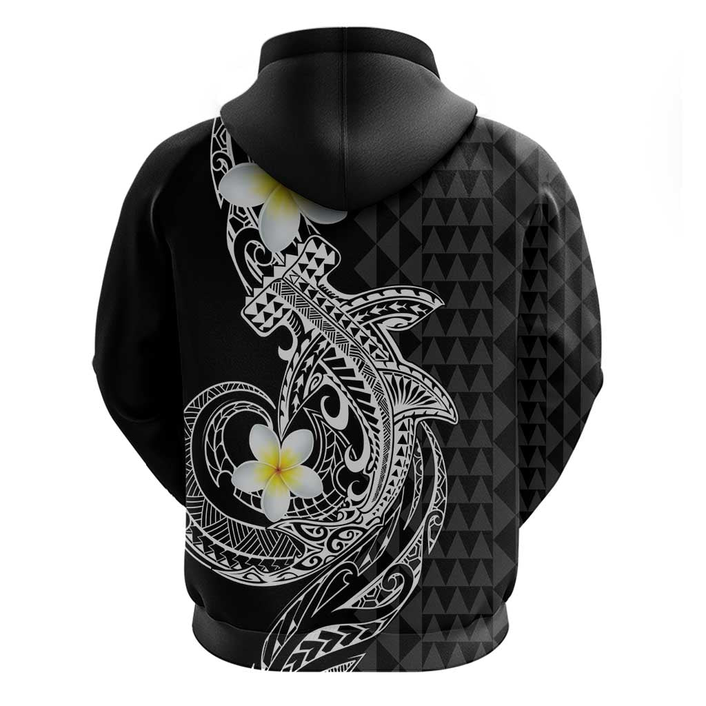 Aloha Hammerhead Shark Hoodie Black Hawaiian Kakau Tribal Tattoo