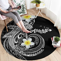 Aloha Hammerhead Shark Round Carpet Black Hawaiian Kakau Tribal Tattoo LT9 - Polynesian Pride