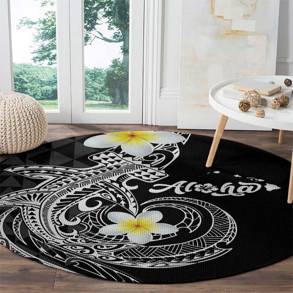 Aloha Hammerhead Shark Round Carpet Black Hawaiian Kakau Tribal Tattoo LT9 - Polynesian Pride
