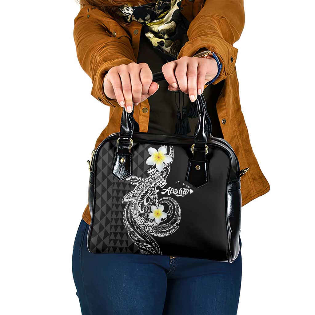 Aloha Hammerhead Shark Shoulder Handbag Black Hawaiian Kakau Tribal Tattoo