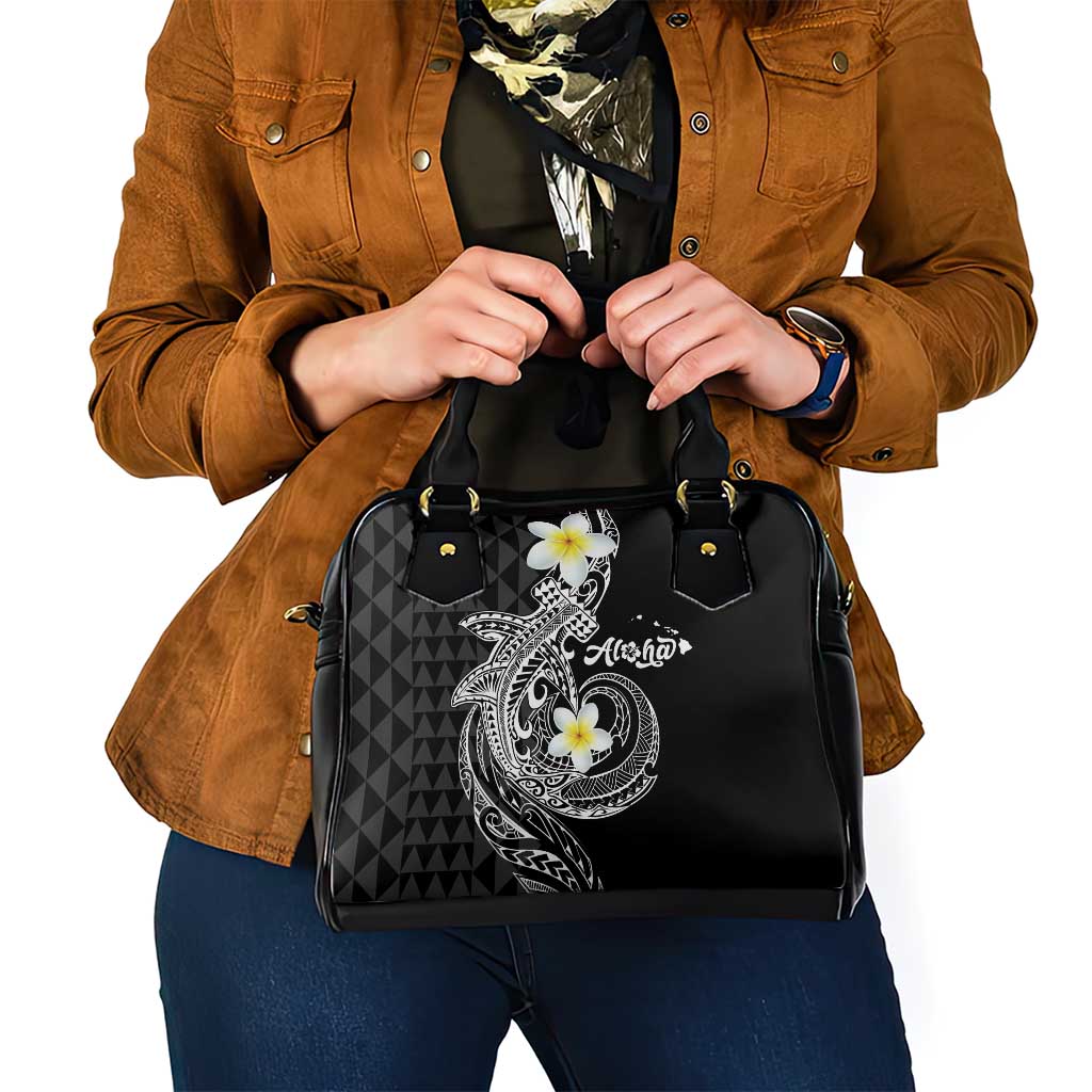 Aloha Hammerhead Shark Shoulder Handbag Black Hawaiian Kakau Tribal Tattoo