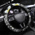 Aloha Hammerhead Shark Steering Wheel Cover Black Hawaiian Kakau Tribal Tattoo