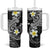 Aloha Hammerhead Shark Tumbler With Handle Black Hawaiian Kakau Tribal Tattoo