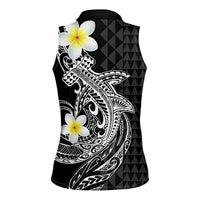 Aloha Hammerhead Shark Women Sleeveless Polo Shirt Black Hawaiian Kakau Tribal Tattoo LT9 - Polynesian Pride