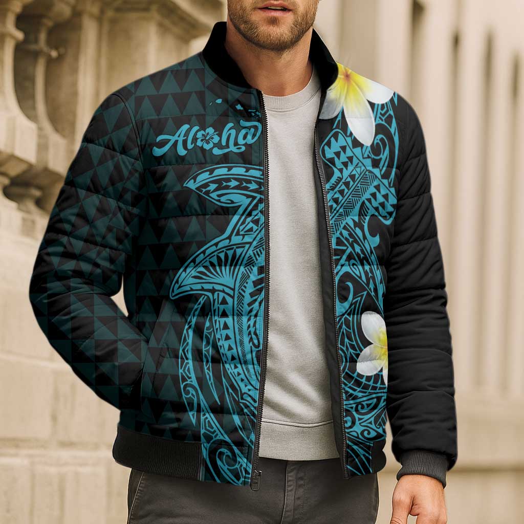 Aloha Hammerhead Shark Bomber Puffer Jacket Calypso Hawaiian Kakau Tribal Tattoo LT9 - Polynesian Pride