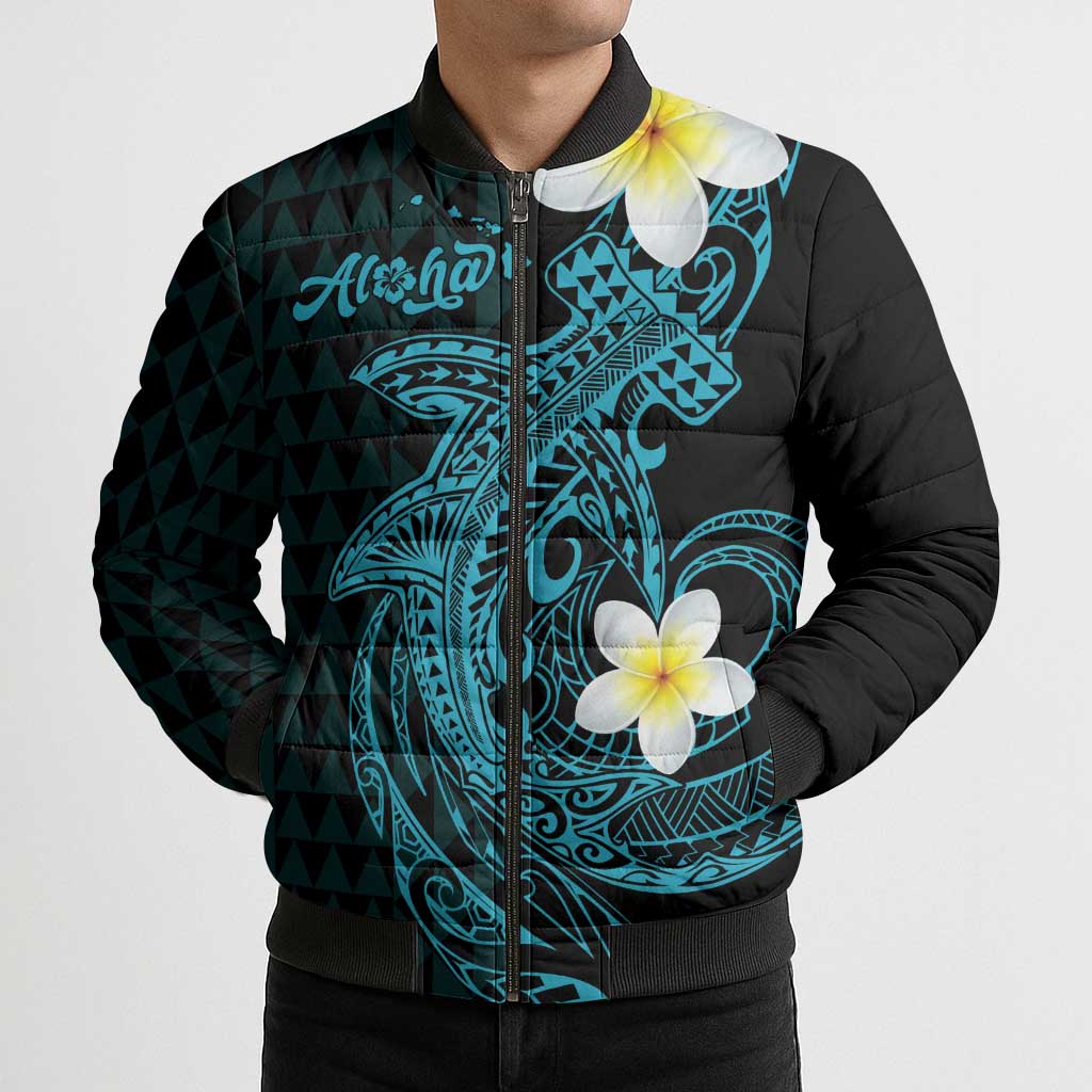 Aloha Hammerhead Shark Bomber Puffer Jacket Calypso Hawaiian Kakau Tribal Tattoo LT9 - Polynesian Pride
