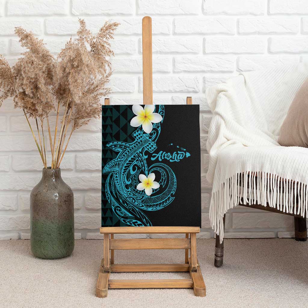 Aloha Hammerhead Shark Canvas Wall Art Calypso Hawaiian Kakau Tribal Tattoo