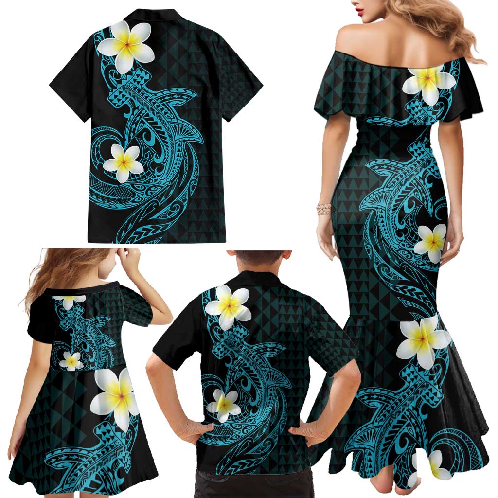Aloha Hammerhead Shark Family Matching Mermaid Dress and Hawaiian Shirt Calypso Hawaiian Kakau Tribal Tattoo LT9 - Polynesian Pride