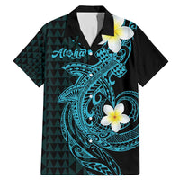 Aloha Hammerhead Shark Family Matching Mermaid Dress and Hawaiian Shirt Calypso Hawaiian Kakau Tribal Tattoo LT9 Dad's Shirt - Short Sleeve Blue - Polynesian Pride