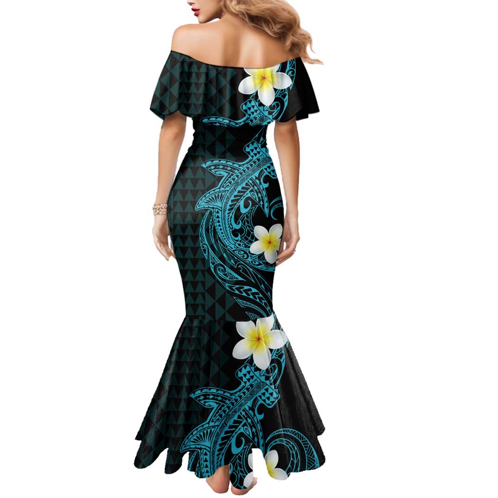 Aloha Hammerhead Shark Family Matching Mermaid Dress and Hawaiian Shirt Calypso Hawaiian Kakau Tribal Tattoo LT9 - Polynesian Pride