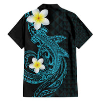 Aloha Hammerhead Shark Family Matching Off The Shoulder Long Sleeve Dress and Hawaiian Shirt Calypso Hawaiian Kakau Tribal Tattoo LT9 - Polynesian Pride