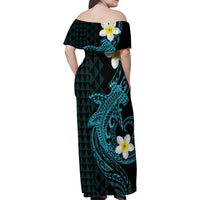Aloha Hammerhead Shark Family Matching Off Shoulder Maxi Dress and Hawaiian Shirt Calypso Hawaiian Kakau Tribal Tattoo LT9 - Polynesian Pride
