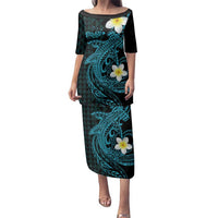 Aloha Hammerhead Shark Family Matching Puletasi and Hawaiian Shirt Calypso Hawaiian Kakau Tribal Tattoo LT9 Mom's Dress Blue - Polynesian Pride