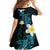 Aloha Hammerhead Shark Family Matching Short Sleeve Bodycon Dress and Hawaiian Shirt Calypso Hawaiian Kakau Tribal Tattoo