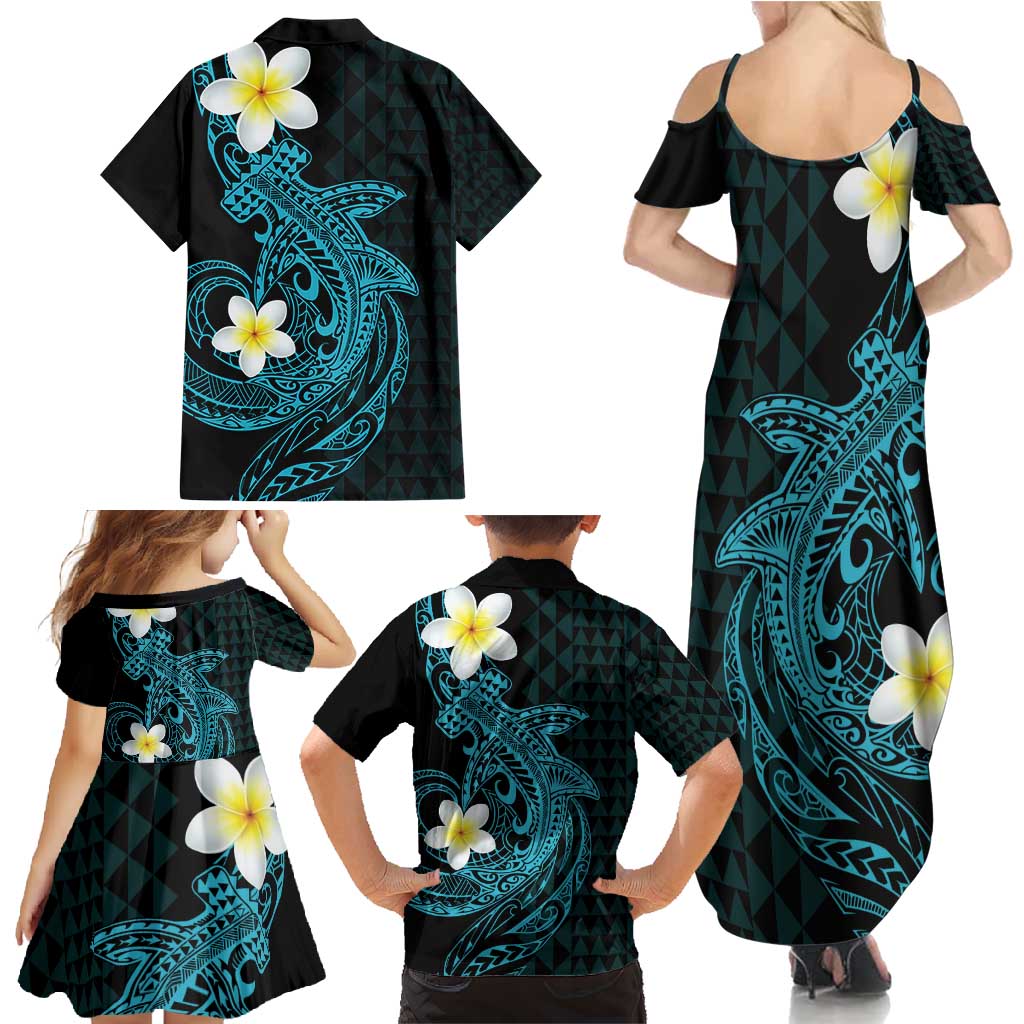 Aloha Hammerhead Shark Family Matching Summer Maxi Dress and Hawaiian Shirt Calypso Hawaiian Kakau Tribal Tattoo LT9 - Polynesian Pride