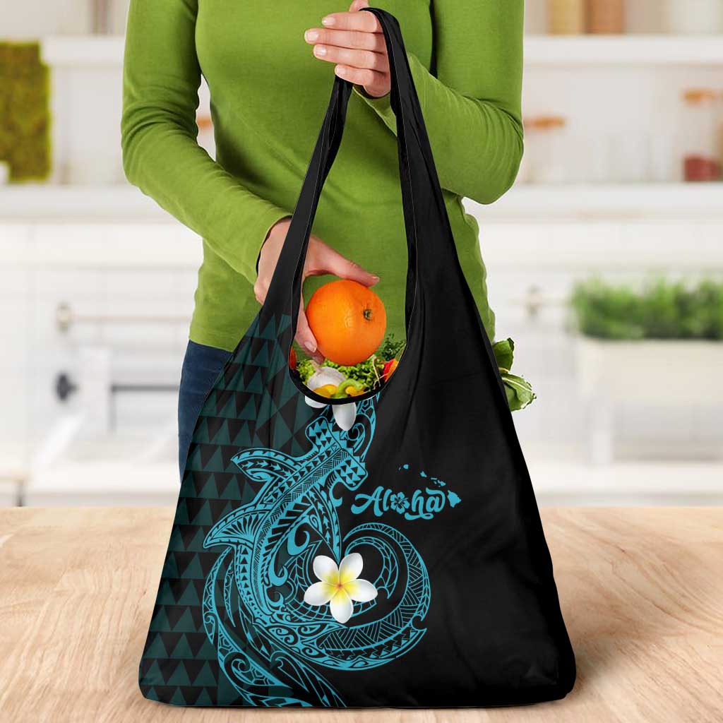 Aloha Hammerhead Shark Grocery Bag Calypso Hawaiian Kakau Tribal Tattoo