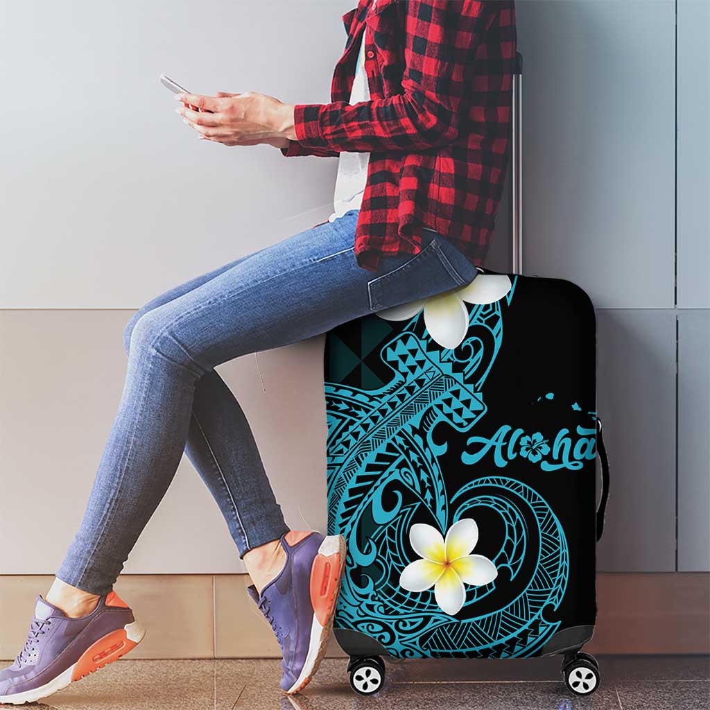 Aloha Hammerhead Shark Luggage Cover Calypso Hawaiian Kakau Tribal Tattoo