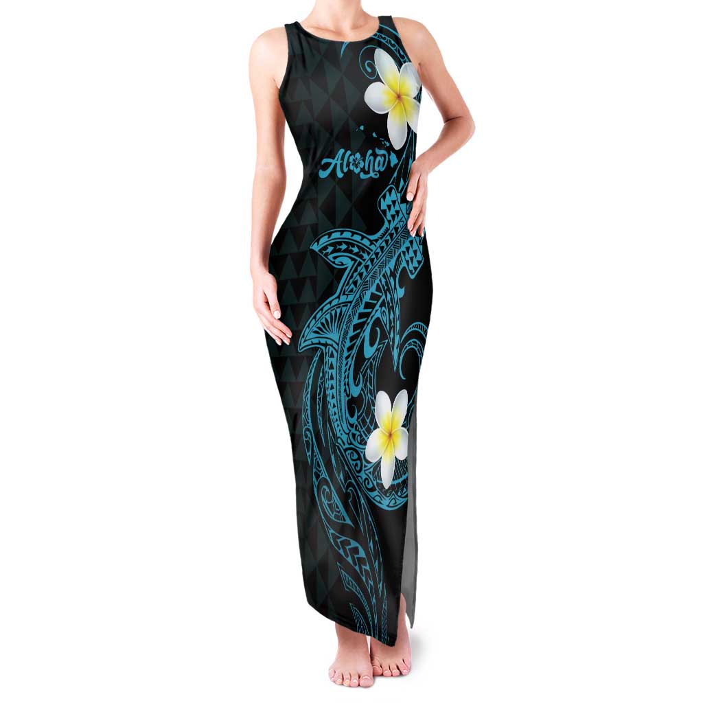 Aloha Hammerhead Shark Tank Maxi Dress Calypso Hawaiian Kakau Tribal Tattoo