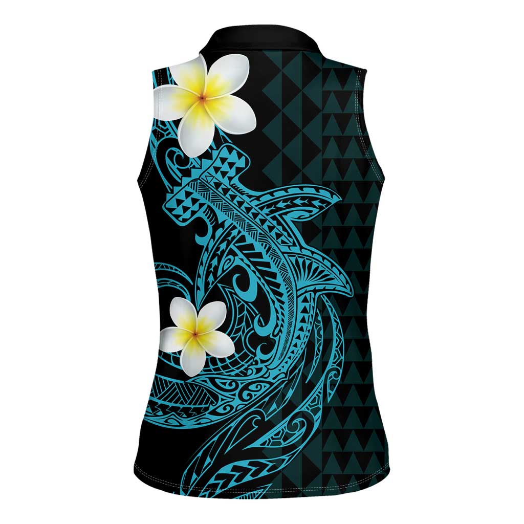 Aloha Hammerhead Shark Women Sleeveless Polo Shirt Calypso Hawaiian Kakau Tribal Tattoo LT9 - Polynesian Pride