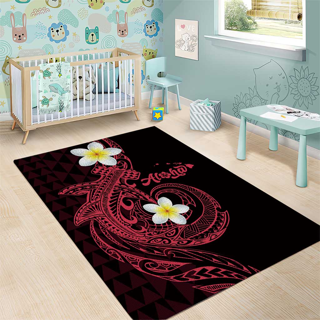 Aloha Hammerhead Shark Area Rug Feverish Pink Hawaiian Kakau Tribal Tattoo