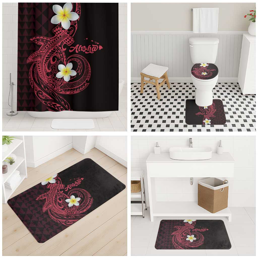 Aloha Hammerhead Shark Bathroom Set Feverish Pink Hawaiian Kakau Tribal Tattoo - Polynesian Pride