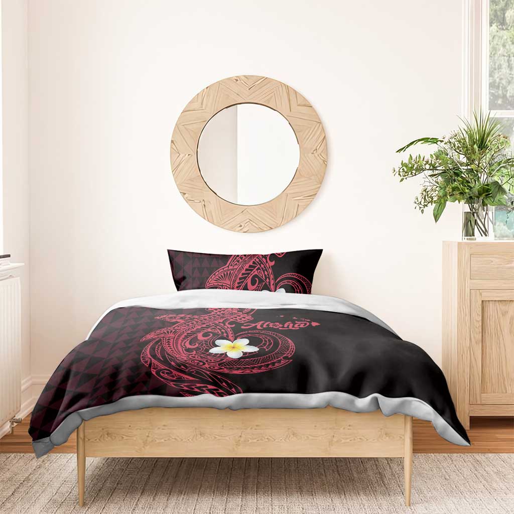 Aloha Hammerhead Shark Bedding Set Feverish Pink Hawaiian Kakau Tribal Tattoo
