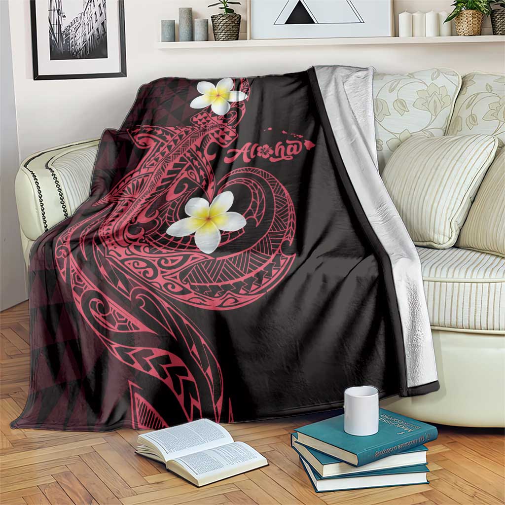 Aloha Hammerhead Shark Blanket Feverish Pink Hawaiian Kakau Tribal Tattoo