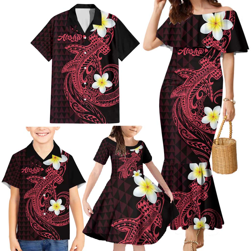 Aloha Hammerhead Shark Family Matching Mermaid Dress and Hawaiian Shirt Feverish Pink Hawaiian Kakau Tribal Tattoo LT9 - Polynesian Pride
