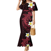 Aloha Hammerhead Shark Family Matching Mermaid Dress and Hawaiian Shirt Feverish Pink Hawaiian Kakau Tribal Tattoo LT9 Mom's Dress Pink - Polynesian Pride
