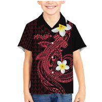 Aloha Hammerhead Shark Family Matching Mermaid Dress and Hawaiian Shirt Feverish Pink Hawaiian Kakau Tribal Tattoo LT9 Son's Shirt Pink - Polynesian Pride