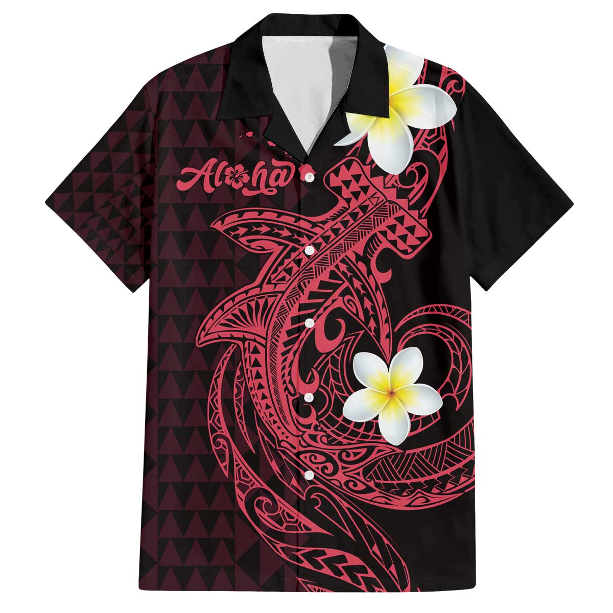 Aloha Hammerhead Shark Family Matching Off The Shoulder Long Sleeve Dress and Hawaiian Shirt Feverish Pink Hawaiian Kakau Tribal Tattoo LT9 Dad's Shirt - Short Sleeve Pink - Polynesian Pride
