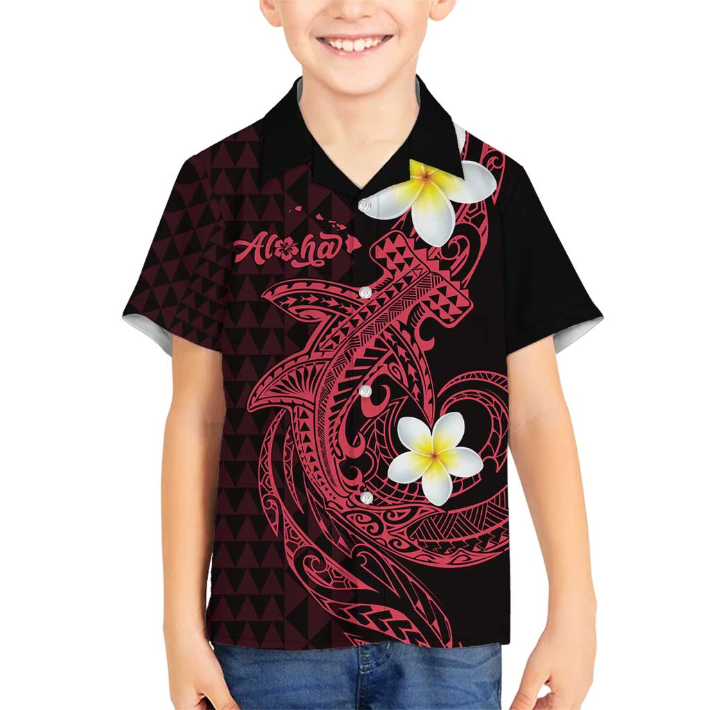 Aloha Hammerhead Shark Family Matching Off Shoulder Short Dress and Hawaiian Shirt Feverish Pink Hawaiian Kakau Tribal Tattoo LT9 Son's Shirt Pink - Polynesian Pride