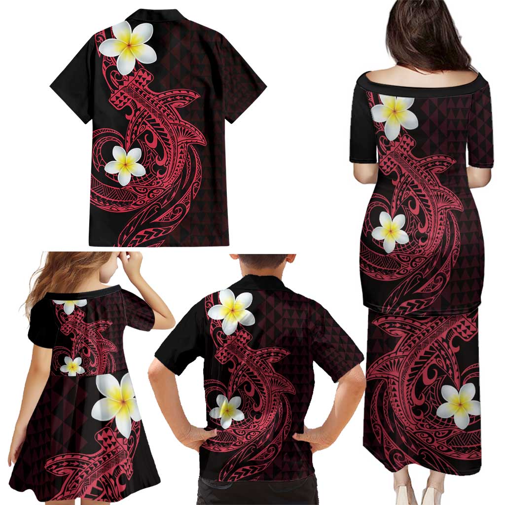 Aloha Hammerhead Shark Family Matching Puletasi and Hawaiian Shirt Feverish Pink Hawaiian Kakau Tribal Tattoo LT9 - Polynesian Pride