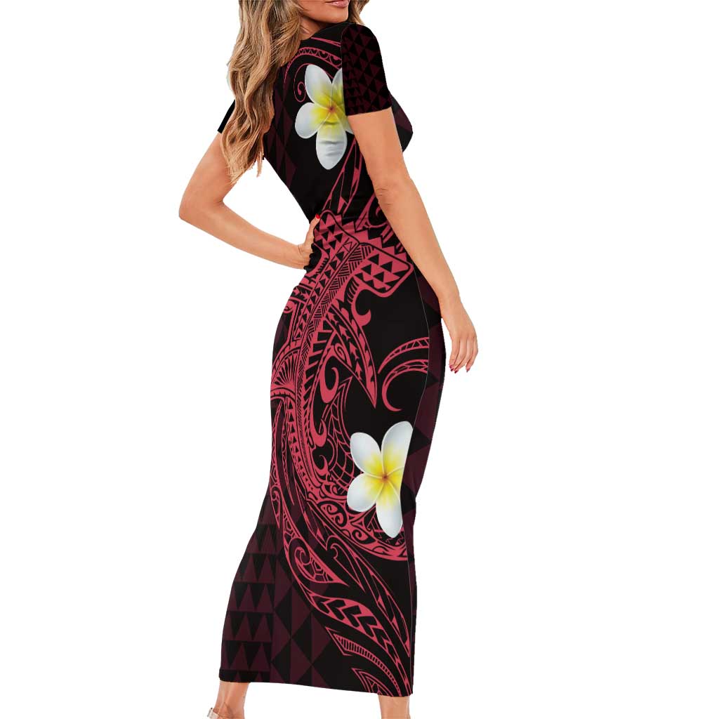 Aloha Hammerhead Shark Family Matching Short Sleeve Bodycon Dress and Hawaiian Shirt Feverish Pink Hawaiian Kakau Tribal Tattoo LT9 - Polynesian Pride