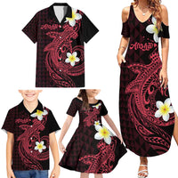 Aloha Hammerhead Shark Family Matching Summer Maxi Dress and Hawaiian Shirt Feverish Pink Hawaiian Kakau Tribal Tattoo LT9 - Polynesian Pride