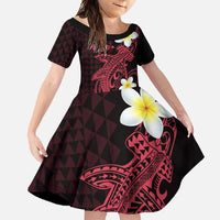 Aloha Hammerhead Shark Family Matching Tank Maxi Dress and Hawaiian Shirt Feverish Pink Hawaiian Kakau Tribal Tattoo LT9 Daughter's Dress Pink - Polynesian Pride