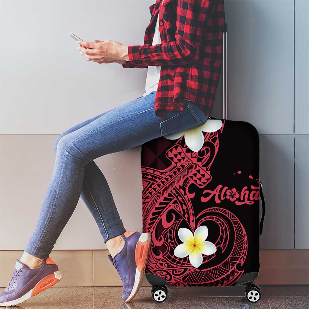 Aloha Hammerhead Shark Luggage Cover Feverish Pink Hawaiian Kakau Tribal Tattoo