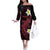 Aloha Hammerhead Shark Off The Shoulder Long Sleeve Dress Feverish Pink Hawaiian Kakau Tribal Tattoo