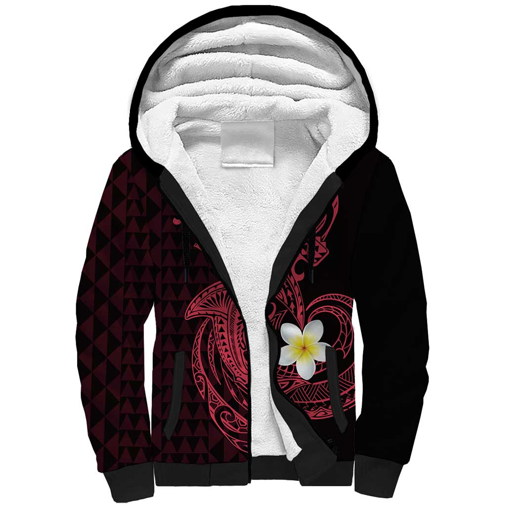 Aloha Hammerhead Shark Sherpa Hoodie Feverish Pink Hawaiian Kakau Tribal Tattoo LT9 Unisex Pink - Polynesian Pride